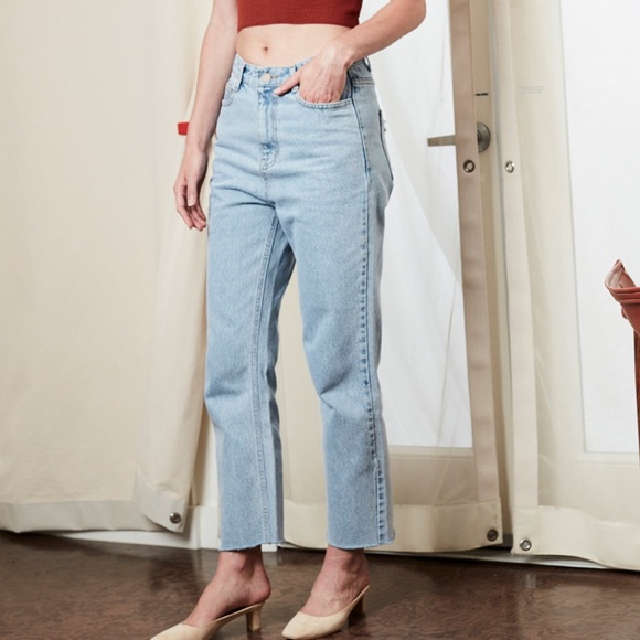 Achro Denim - [Achro] High Rise Relaxed Denim Light Blue